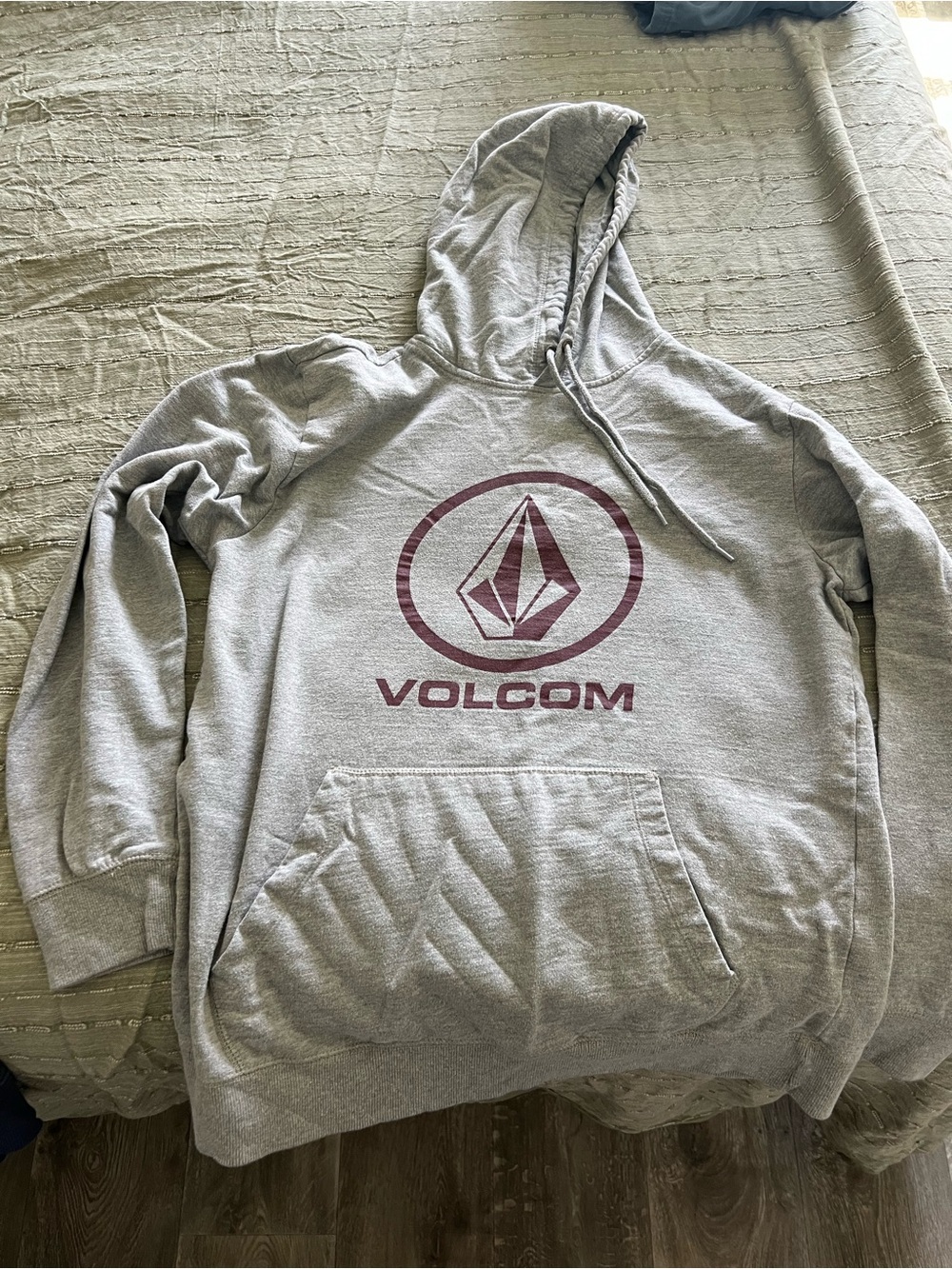 Volcom Gray Hoodie with Maroon Logo